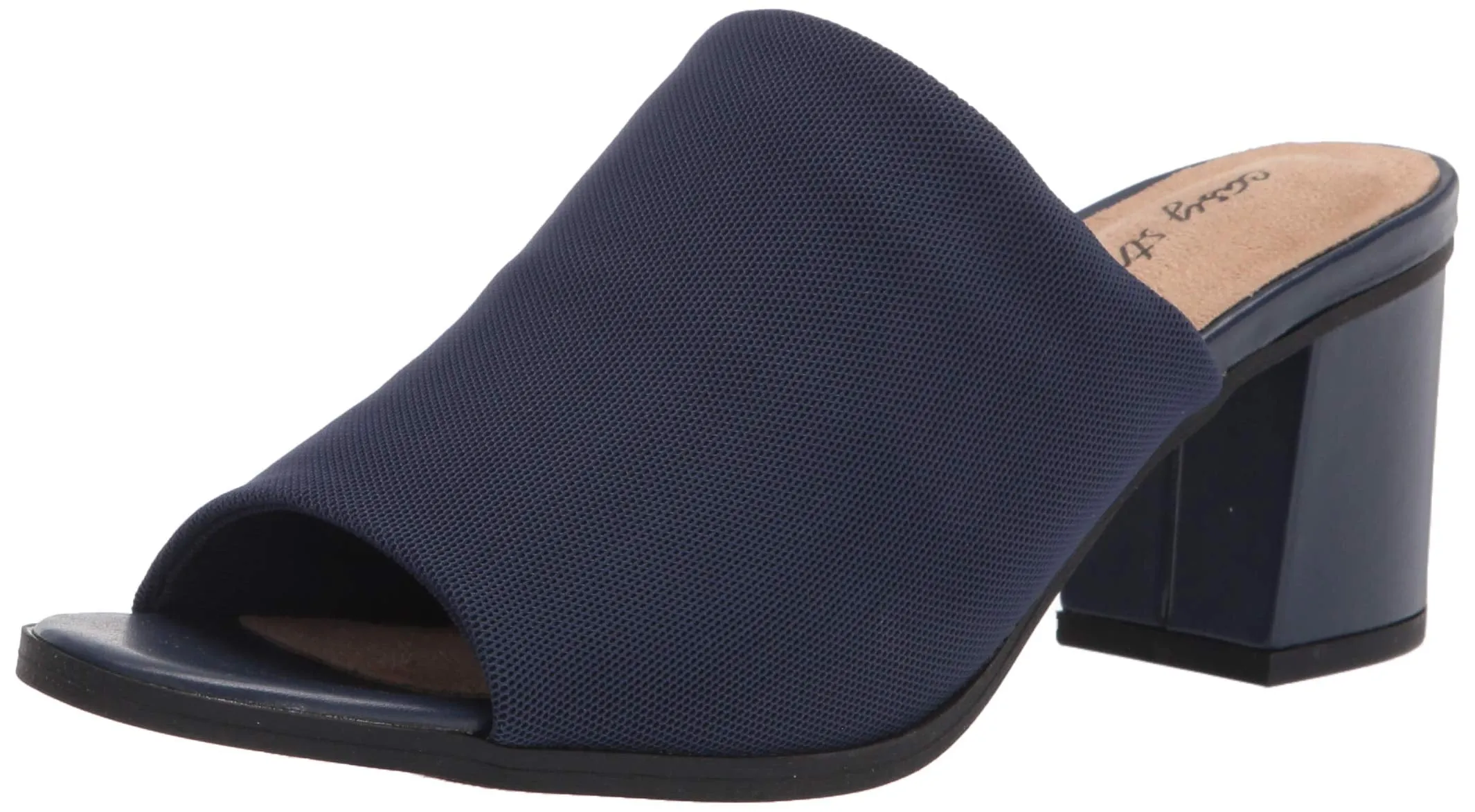 Easy Street Women's Mule, Navy Stretch Fabric, 7 Wide