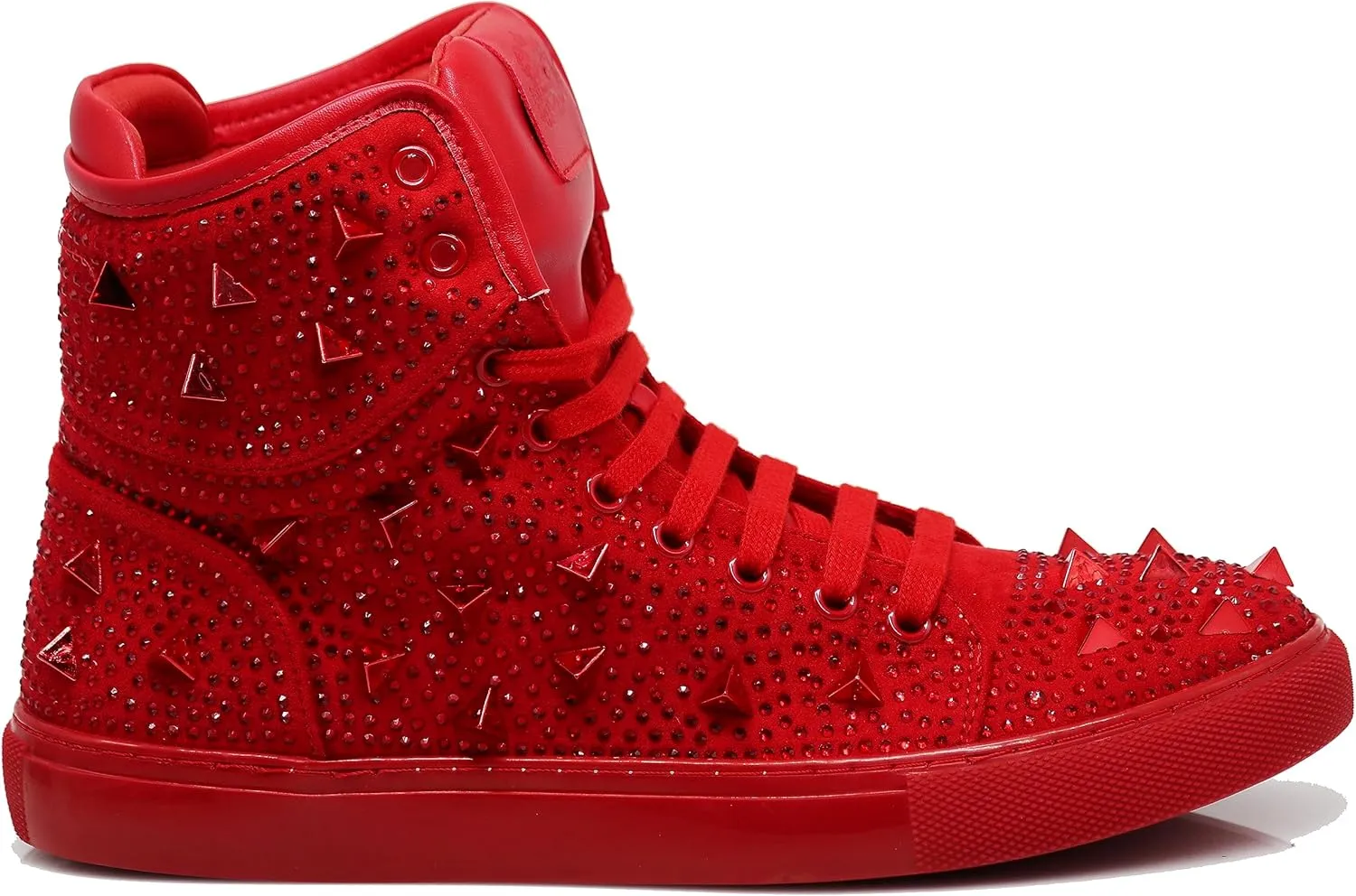 Enzo Romeo Men's High Top Crystal Shimmer Rhinestone Blink Flat Spike Fashion Sneakers Shoes BUL2