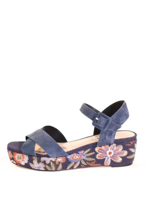 Fancy Embroidered Wedged Sandals