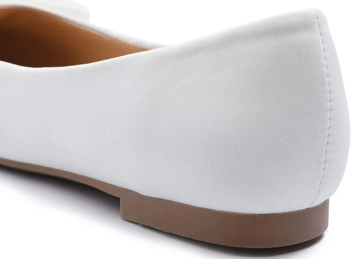 Feversole Women's Round Toe Cute Bow Trim Ballet Flats