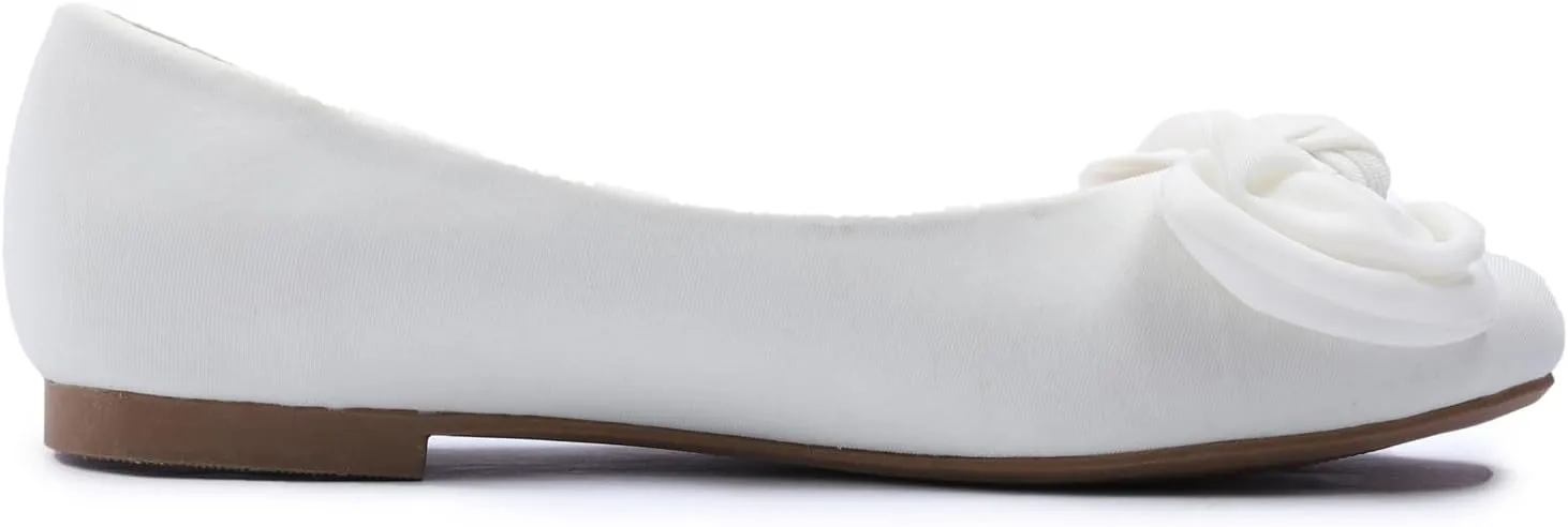 Feversole Women's Round Toe Cute Bow Trim Ballet Flats