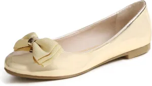 Feversole Women's Round Toe Cute Bow Trim Ballet Flats