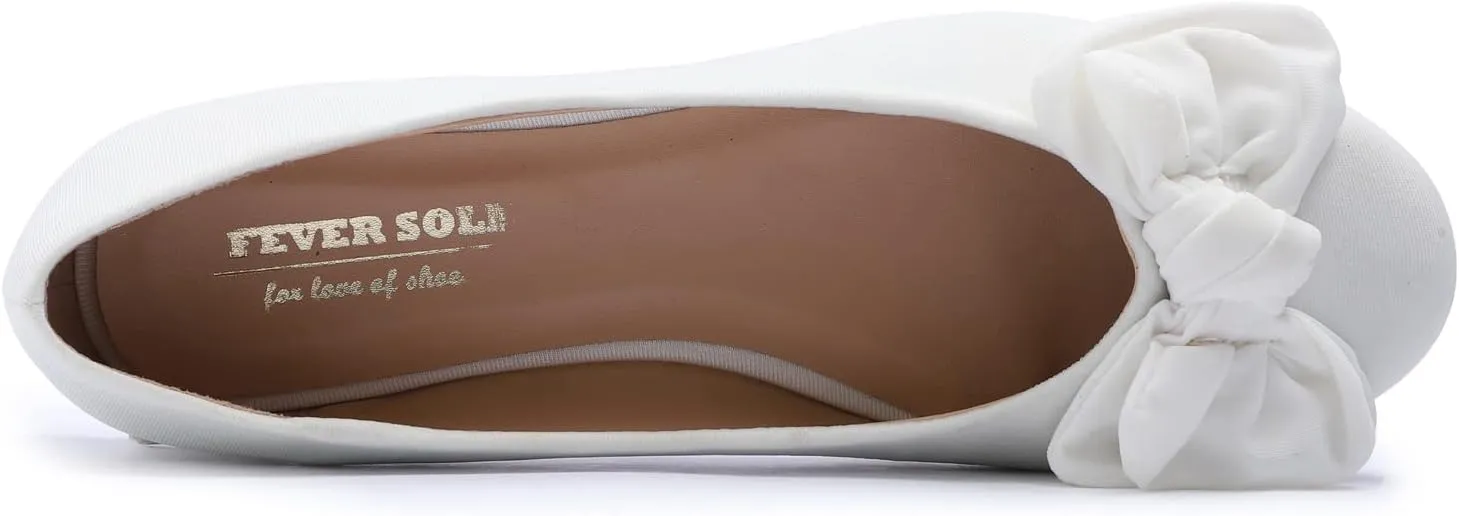 Feversole Women's Round Toe Cute Bow Trim Ballet Flats