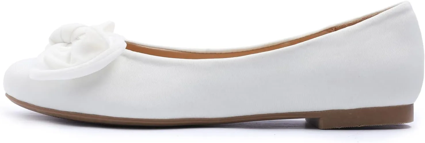 Feversole Women's Round Toe Cute Bow Trim Ballet Flats