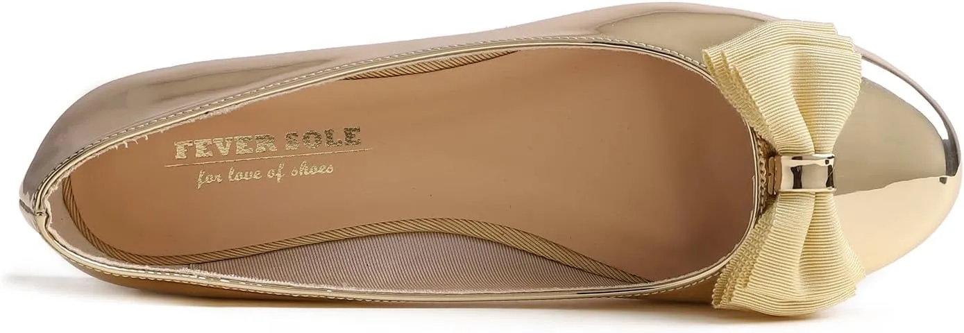 Feversole Women's Round Toe Cute Bow Trim Ballet Flats