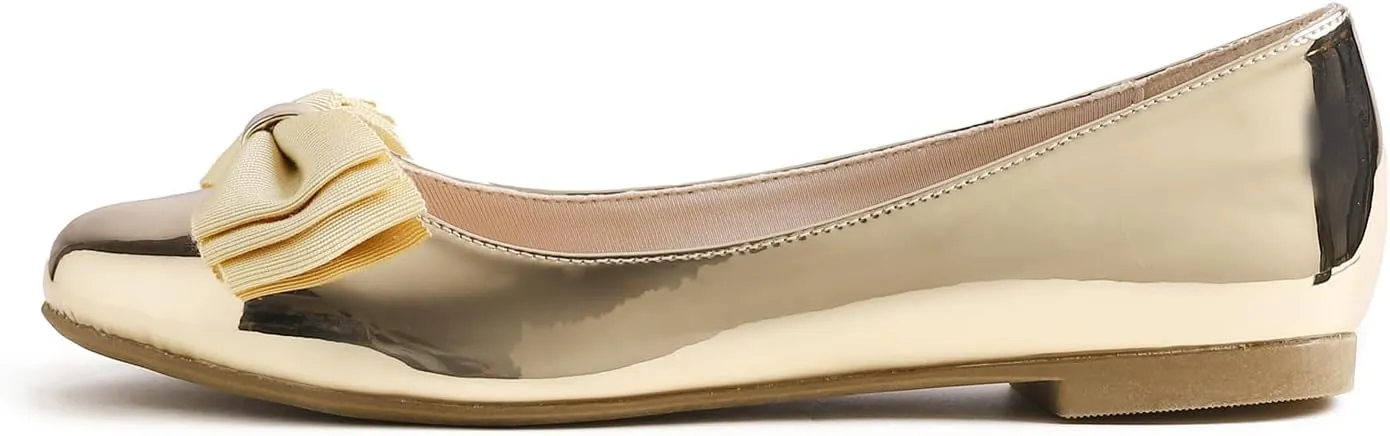 Feversole Women's Round Toe Cute Bow Trim Ballet Flats