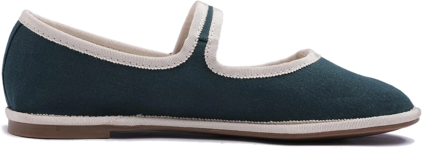 FEVERSOLE Women's Soft Breathable Mary Jane Memory Foam Cushioned Comfort Round Toe Metal Buckle Flats Walking Shoes