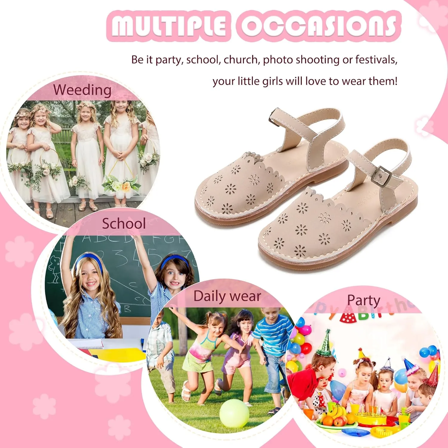 Flaryzone Toddler/Little Kids' Classic Rome Open-Toe Flat Sandals