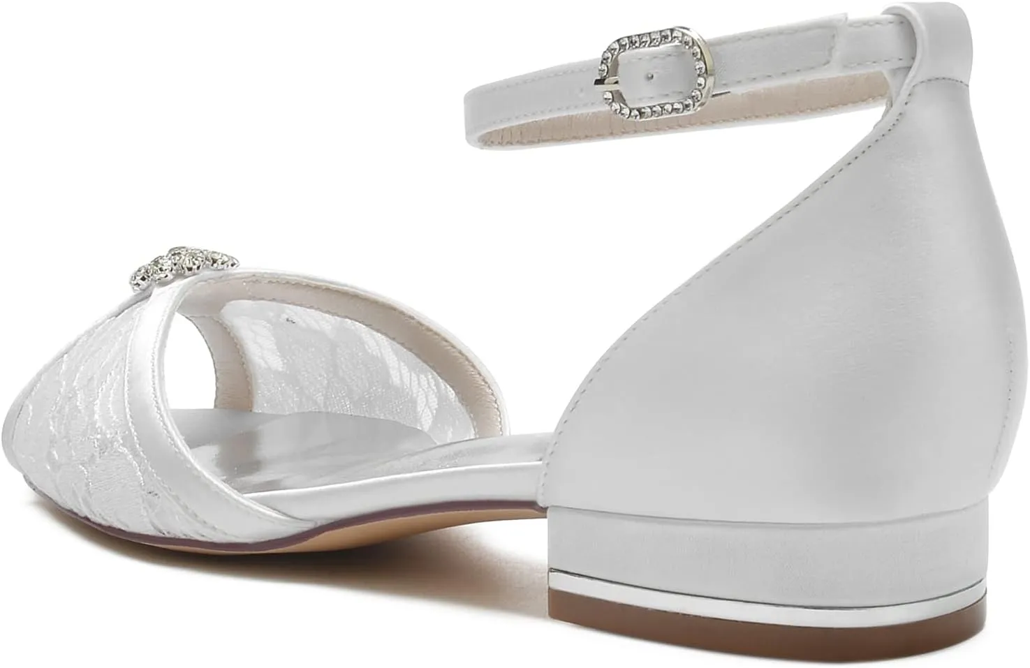 Flats Bridal Sandals Wedding Flats for Bridal Open Toe Round Toe Wedding Shoes 2.5Cm