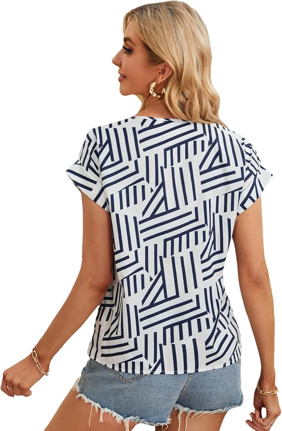 Floerns Women's Short Sleeve Office Blouse