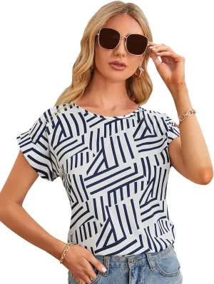Floerns Women's Short Sleeve Office Blouse