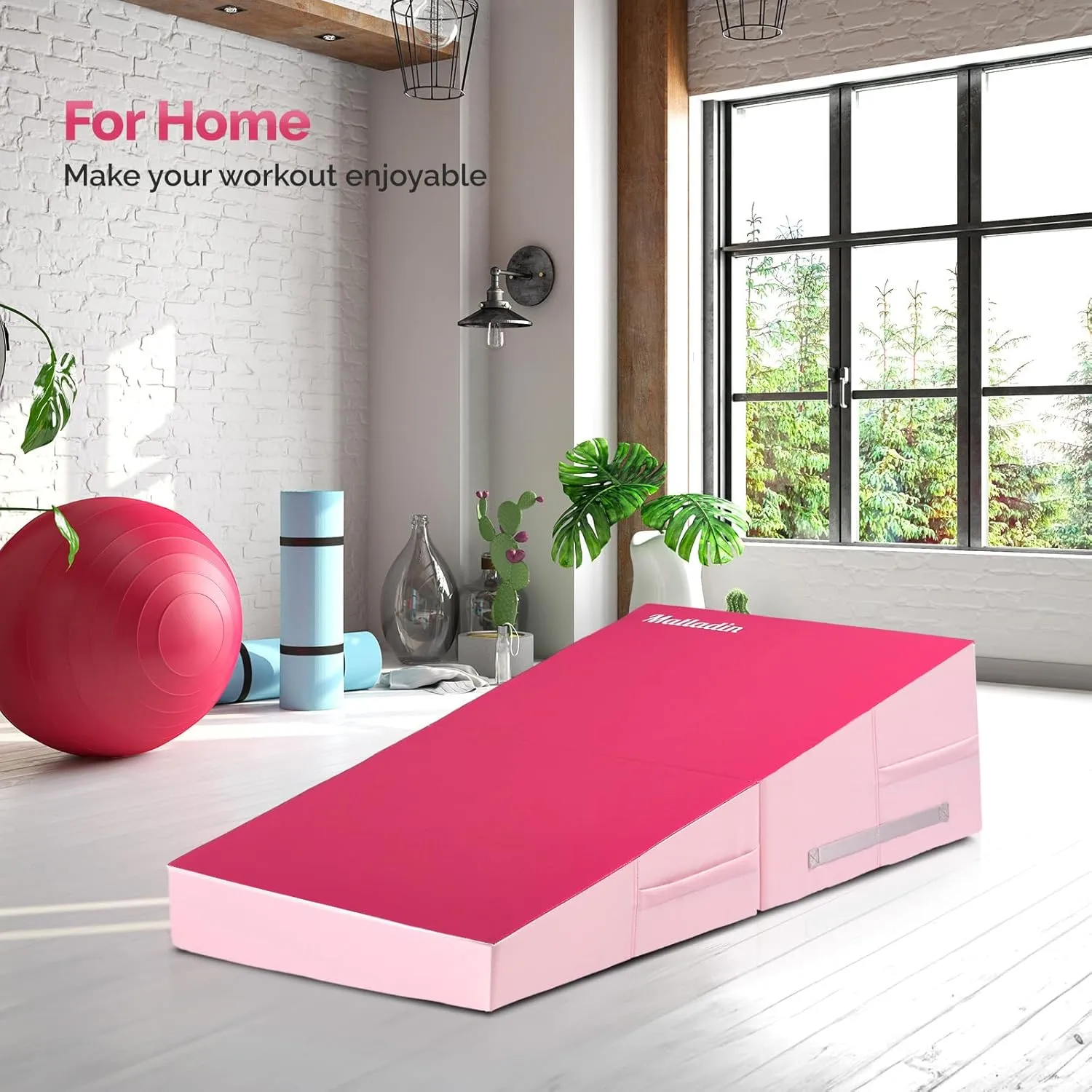 Folding Gymnastics Cheese Wedge Incline Mat, Gym Fitness Tumbling Skill Shape Mat for Kids Girls Home Training Exercise