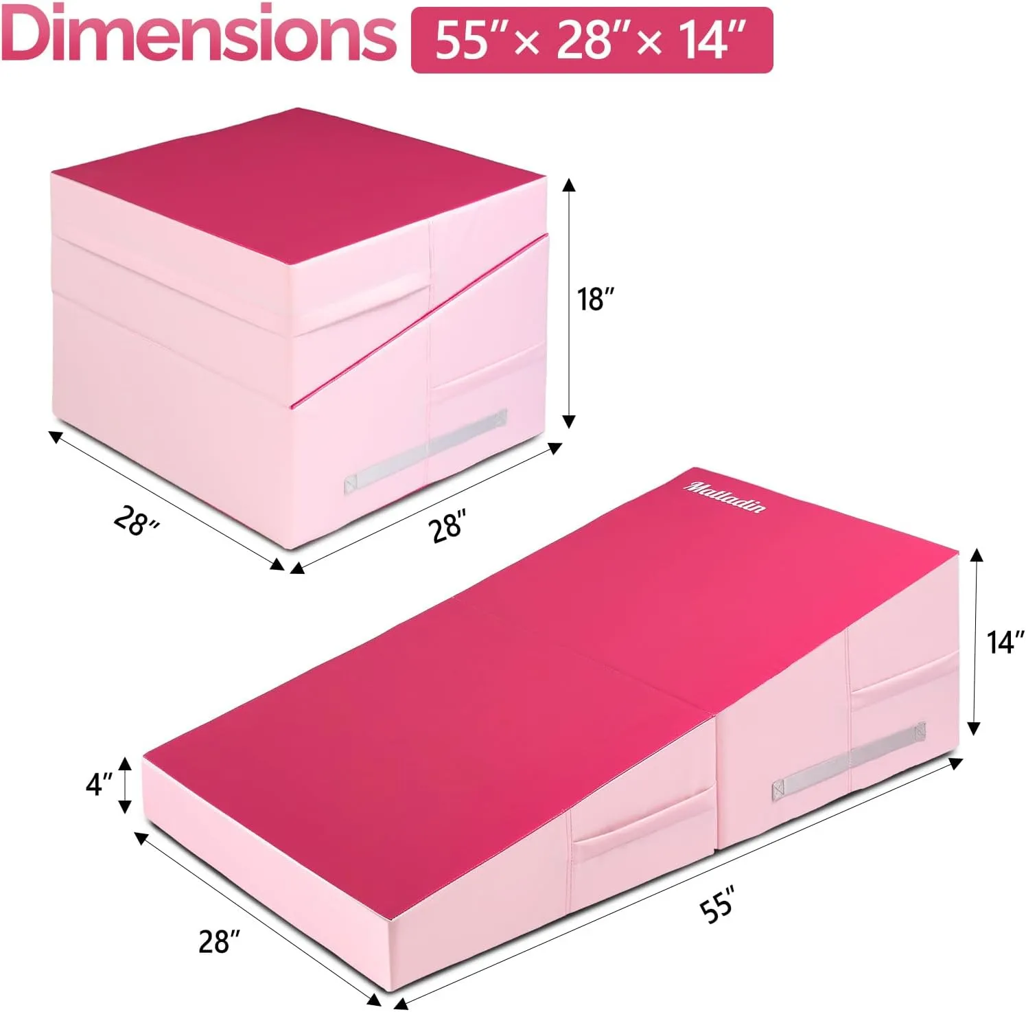 Folding Gymnastics Cheese Wedge Incline Mat, Gym Fitness Tumbling Skill Shape Mat for Kids Girls Home Training Exercise