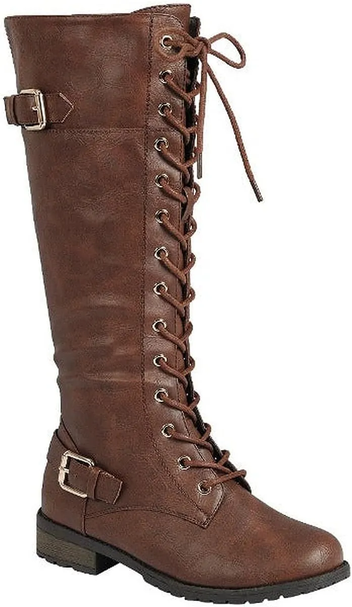 Forever Women's Mango-27 Round Toe Low Heel Knee High Boots