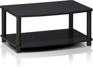Furinno Turn-N-Tube No Tools 2-Tier Elevated TV Stand, Plastic Round Tubes, Dark Walnut