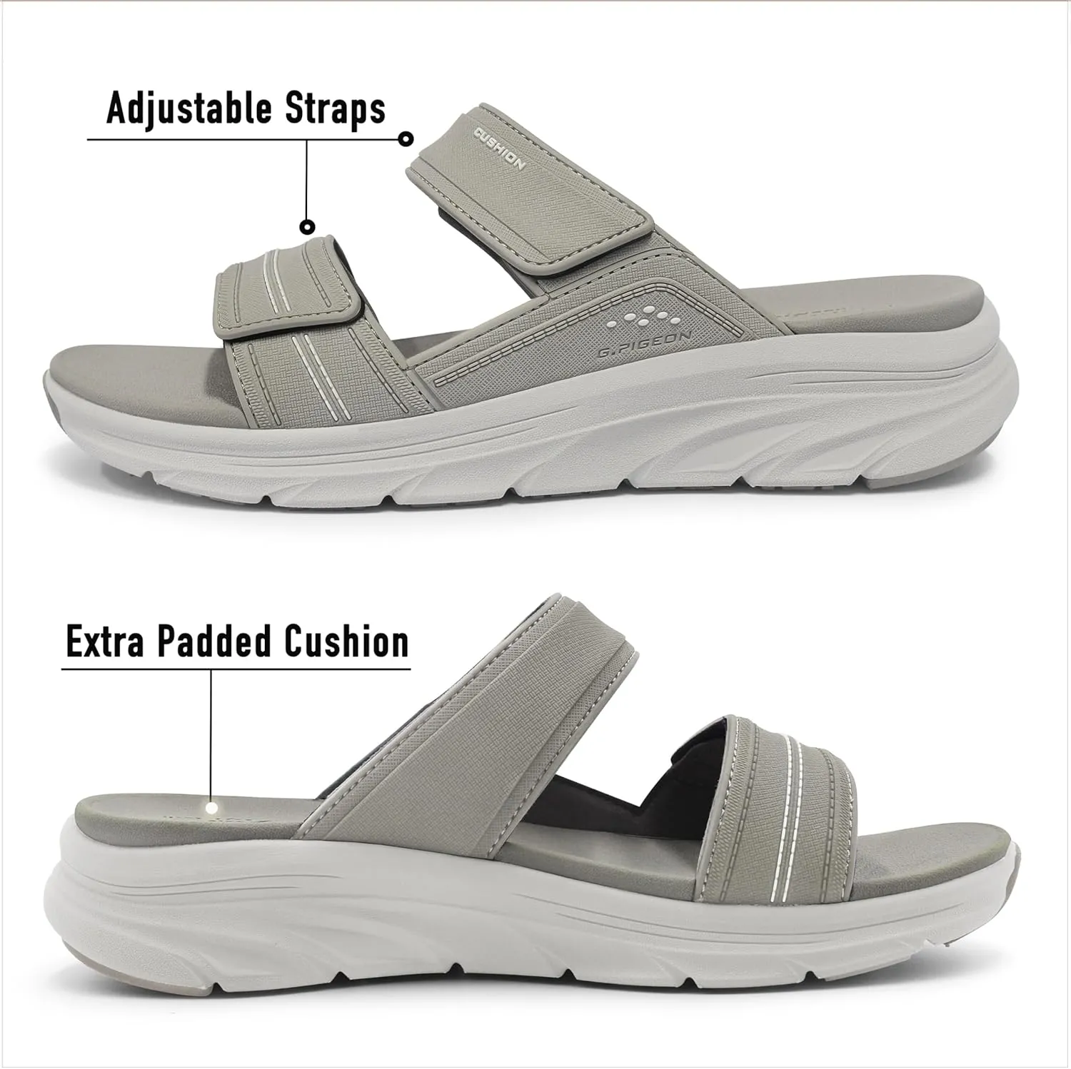 Gold Pigeon Shoes EVA Anti-Fatigue Ultra-Cushion Unisex Slide Sandals Adjustable Straps