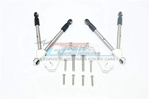 GPM for Traxxas Slash 4x4 Low-CG Version Upgrade Parts Aluminum Front Tie Rods with Stabilizer for C Hub - 11Pc Set Silver