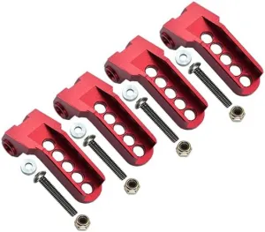 GPM for Traxxas TRX-4 Trail Defender Crawler Upgrade Parts Aluminum Adjustable Front and Rear Damper Mount - 4Pc Set Red