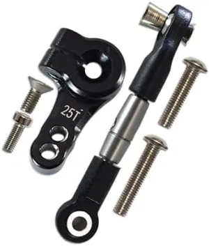 GPM Upgrades Spring Steel Tie Rod 25T Aluminum Servo Horn for Rusltler 4X4 VXL (67076-4) RC Cars (Black)