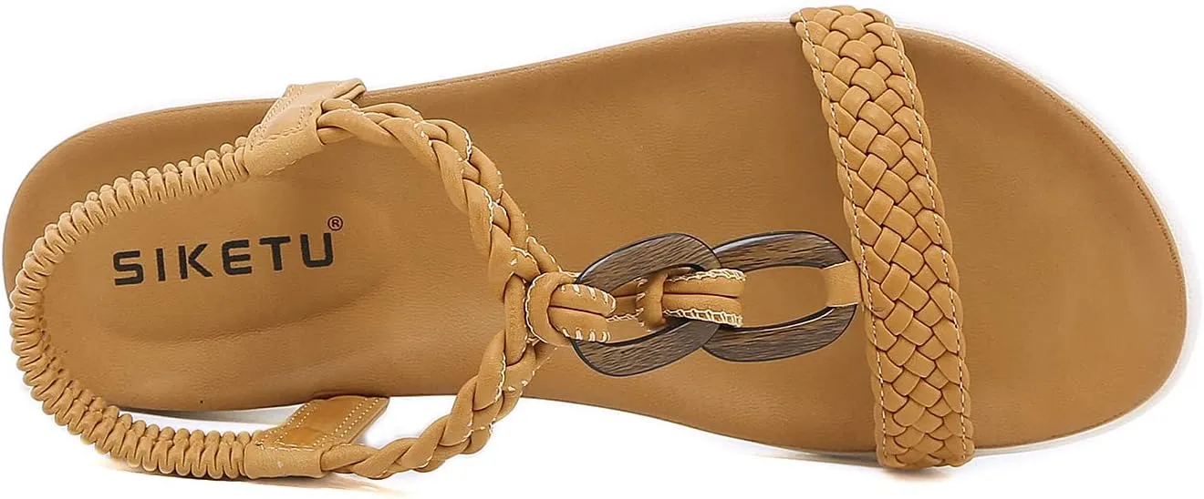 HNGHOU Women's Summer Sandals Shoes Casual Comfort Open Toe Shoes Flat Sandals