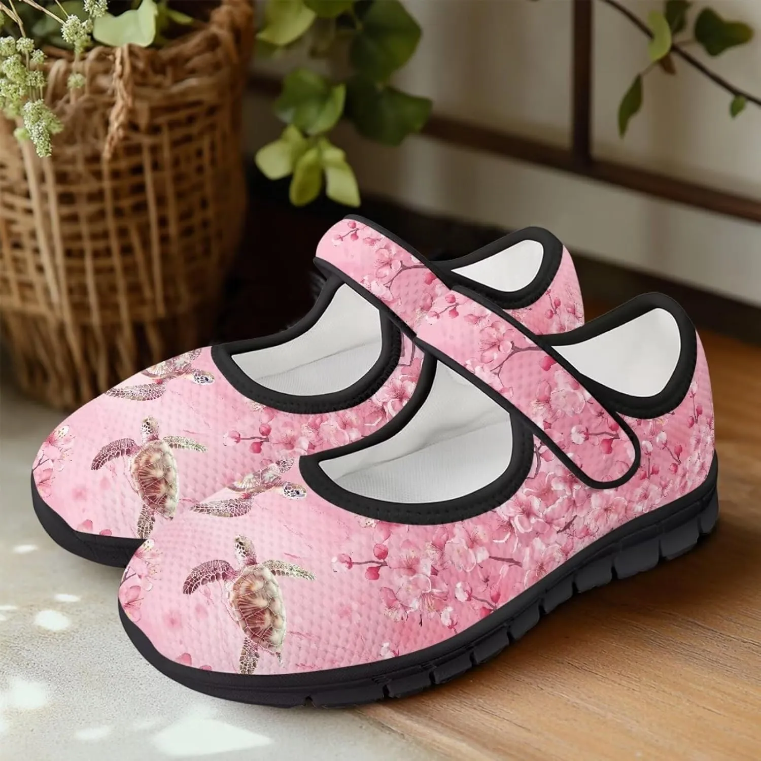 Howilath Animal Print Mary Jane Shoes Women Round Toe Dress Dance Shoes Mesh Casual Flats Shoes
