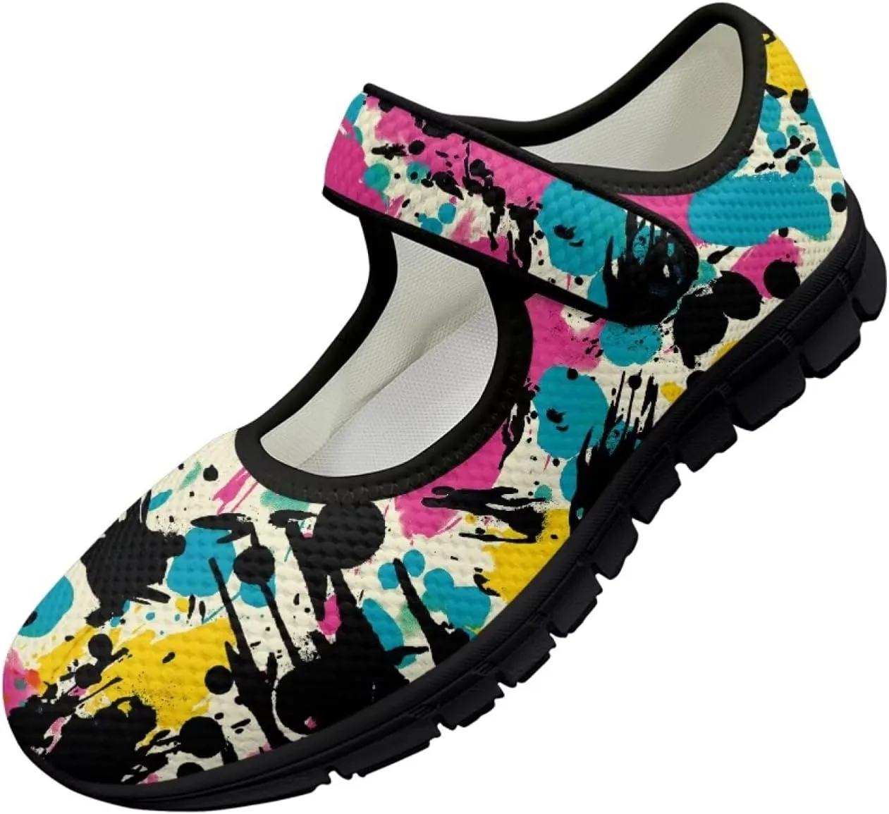 Howilath Camouflage Women's Ballet Flats Round Toe Mary Jane Shoes Single Buckle Flats Shoes Casual Flats Shoes