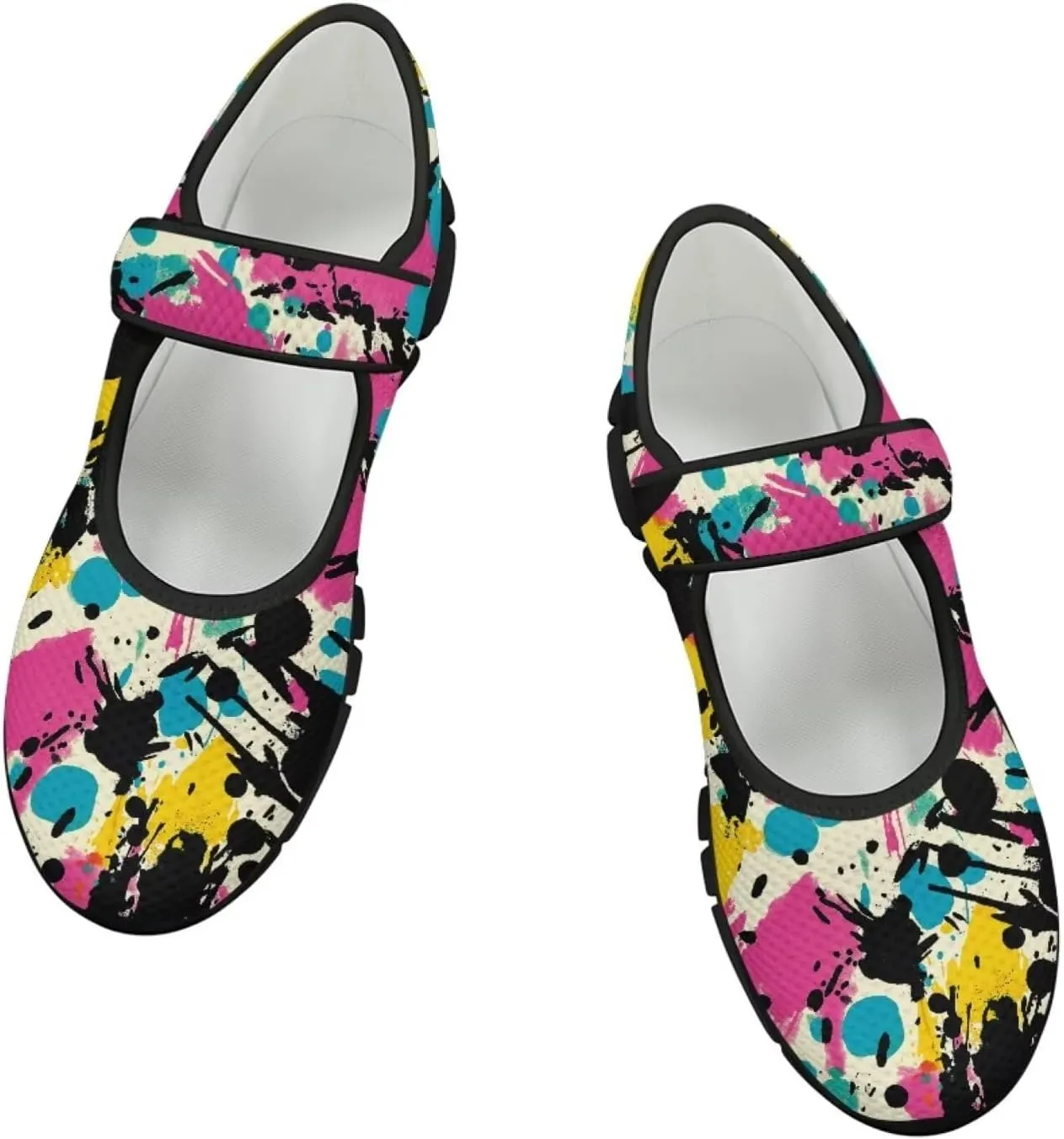 Howilath Camouflage Women's Ballet Flats Round Toe Mary Jane Shoes Single Buckle Flats Shoes Casual Flats Shoes