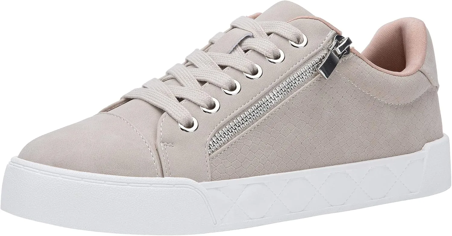 Jeossy Women's Flat Low Top Casual Fashion Sneakers Round Toe Shoes with Zipper