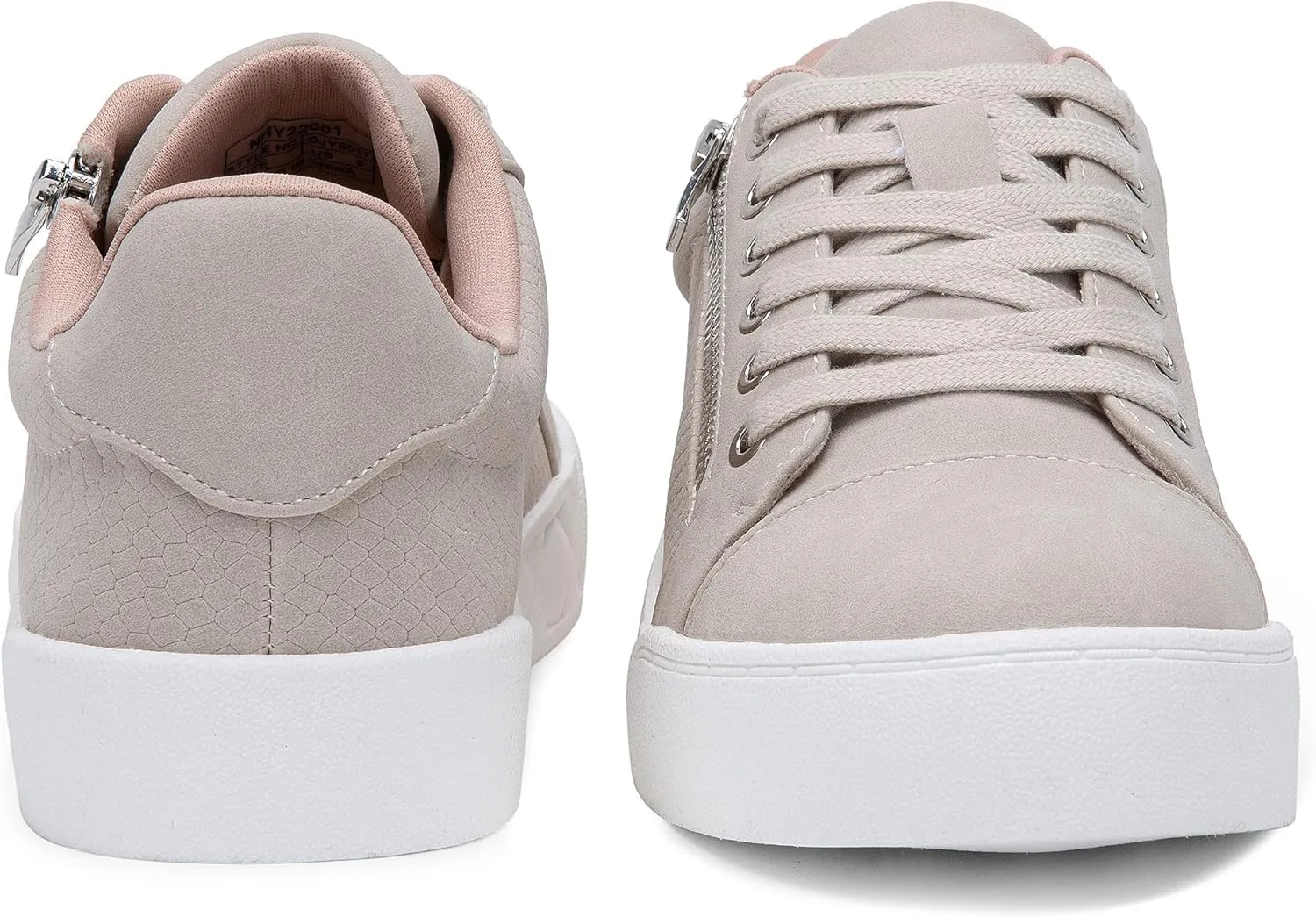 Jeossy Women's Flat Low Top Casual Fashion Sneakers Round Toe Shoes with Zipper
