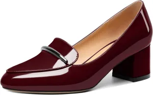 Joseywade Women's Block Heels Low Heel Loafer Pumps Round Toe Chunky Heel Slip On 2 Inch Closed Toe Comfort Shoes