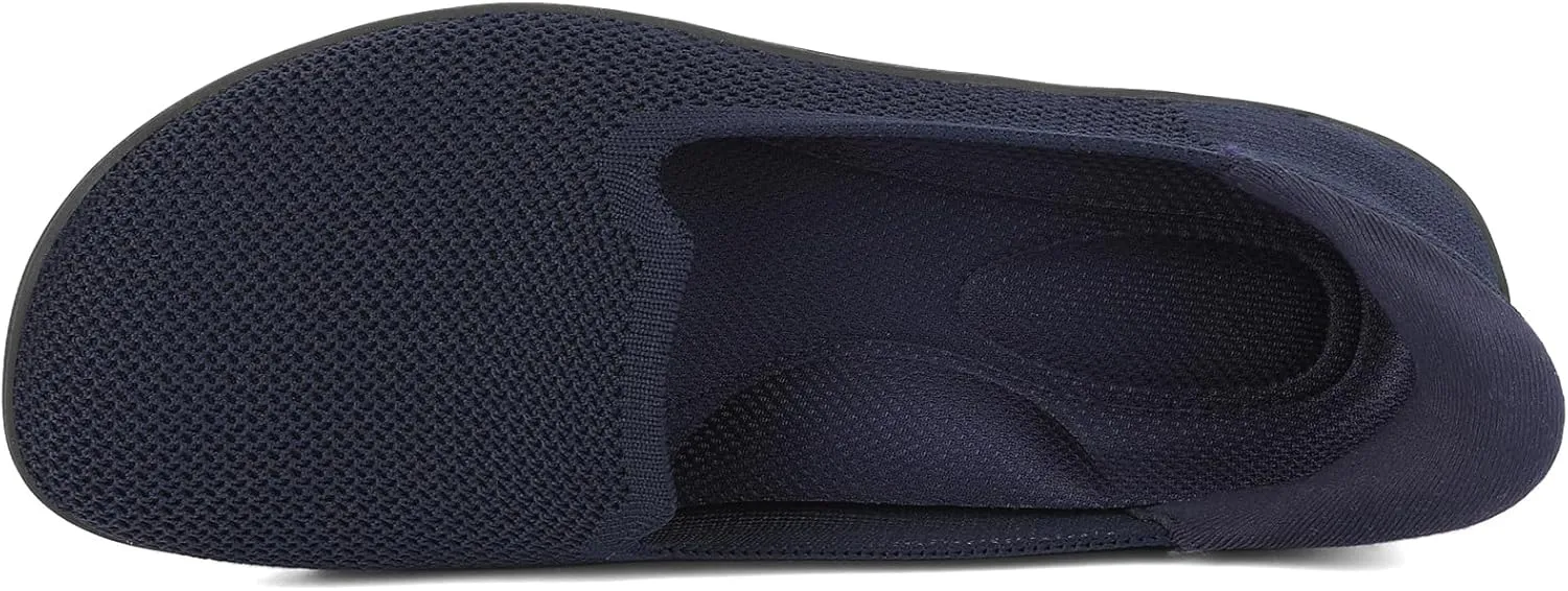 KBZone Women's Wide Toe Box Slip on Flats Shoes Comfortable Round Toe Mesh Loafers Walking Shoes