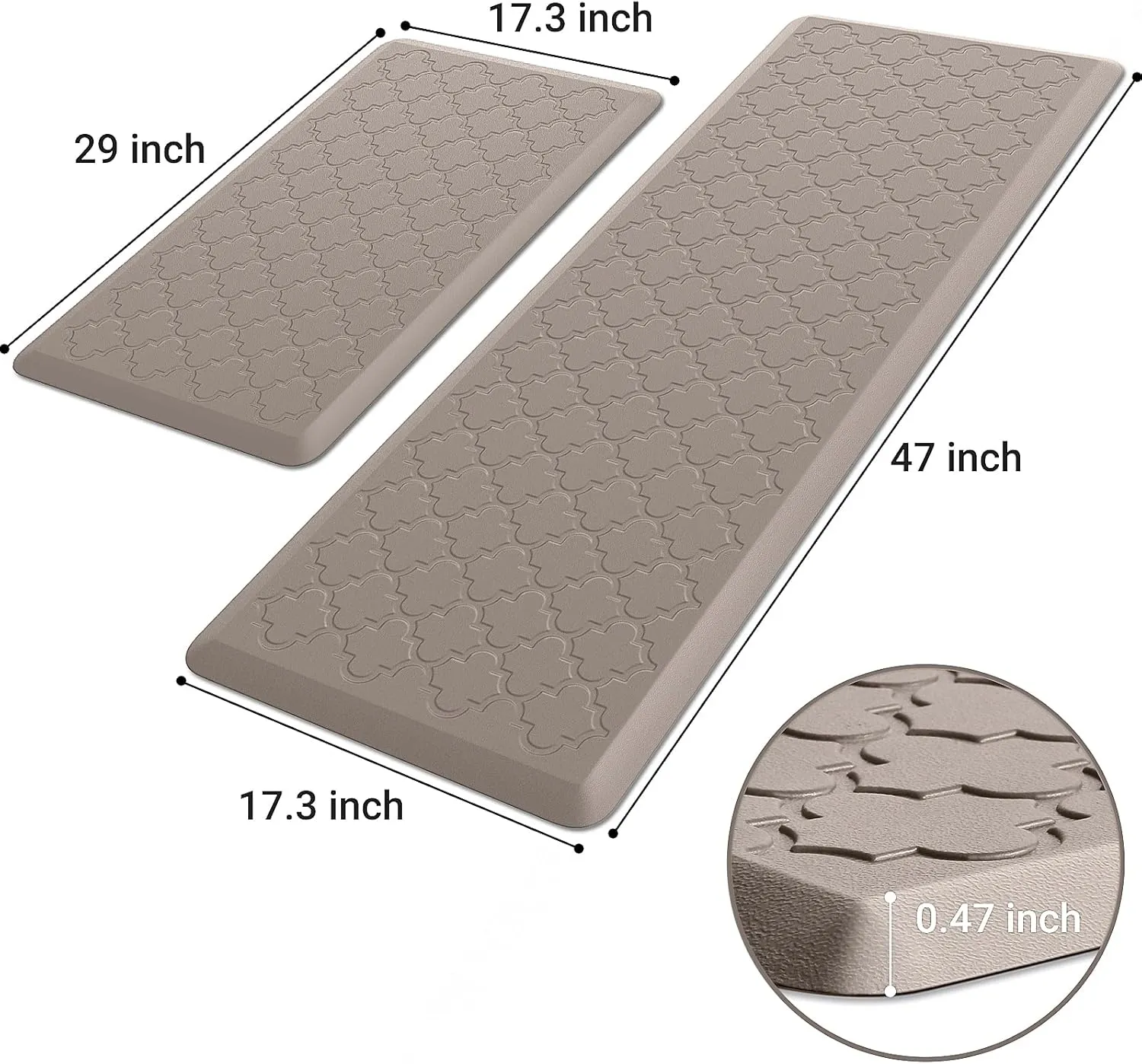 Kitchen Mat [2 PCS] Cushioned Anti-Fatigue Floor Mat, Waterproof Non-Skid Ergonomic Comfort Foam Rugs, Standing Mat for Kitchen, Floor,Office, Sink, Laundry(Khaki)