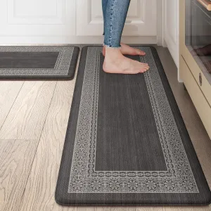 Kitchen Mats Cushioned Anti Fatigue Mats for Kitchen Floor, Non-Skid Waterproof Kitchen Rugs Padded Comfort Standing Desk Mat for Home Office Laundry Sink(Dark Grey)