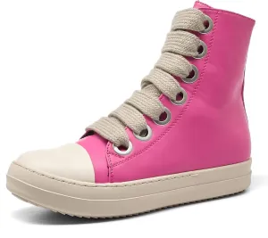 Kluolandi Fashion High Top Sneakers for Women Wide Lace Up Black White Platform Sneaker Shoes with Zipper