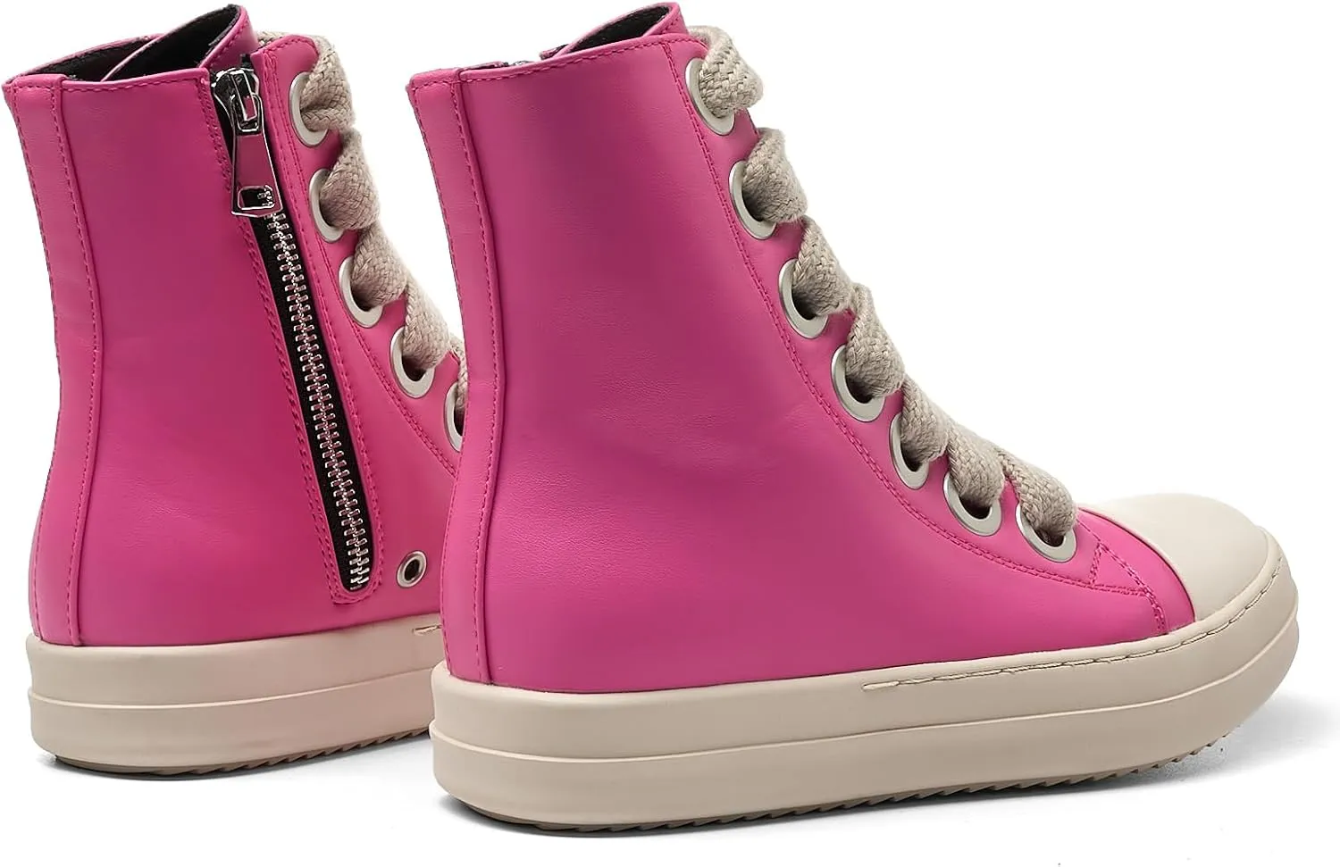 Kluolandi Fashion High Top Sneakers for Women Wide Lace Up Black White Platform Sneaker Shoes with Zipper