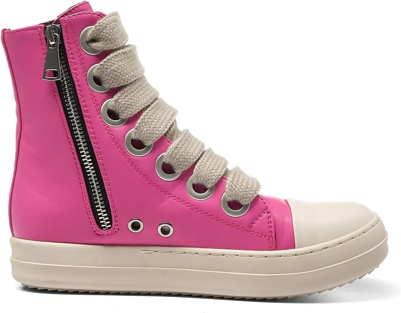 Kluolandi Fashion High Top Sneakers for Women Wide Lace Up Black White Platform Sneaker Shoes with Zipper