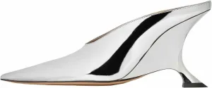 Kluolandi Metallic Heeled Mules for Women Sexy Pointed Closed Toe Slip On Wedge Mule Pumps Heels