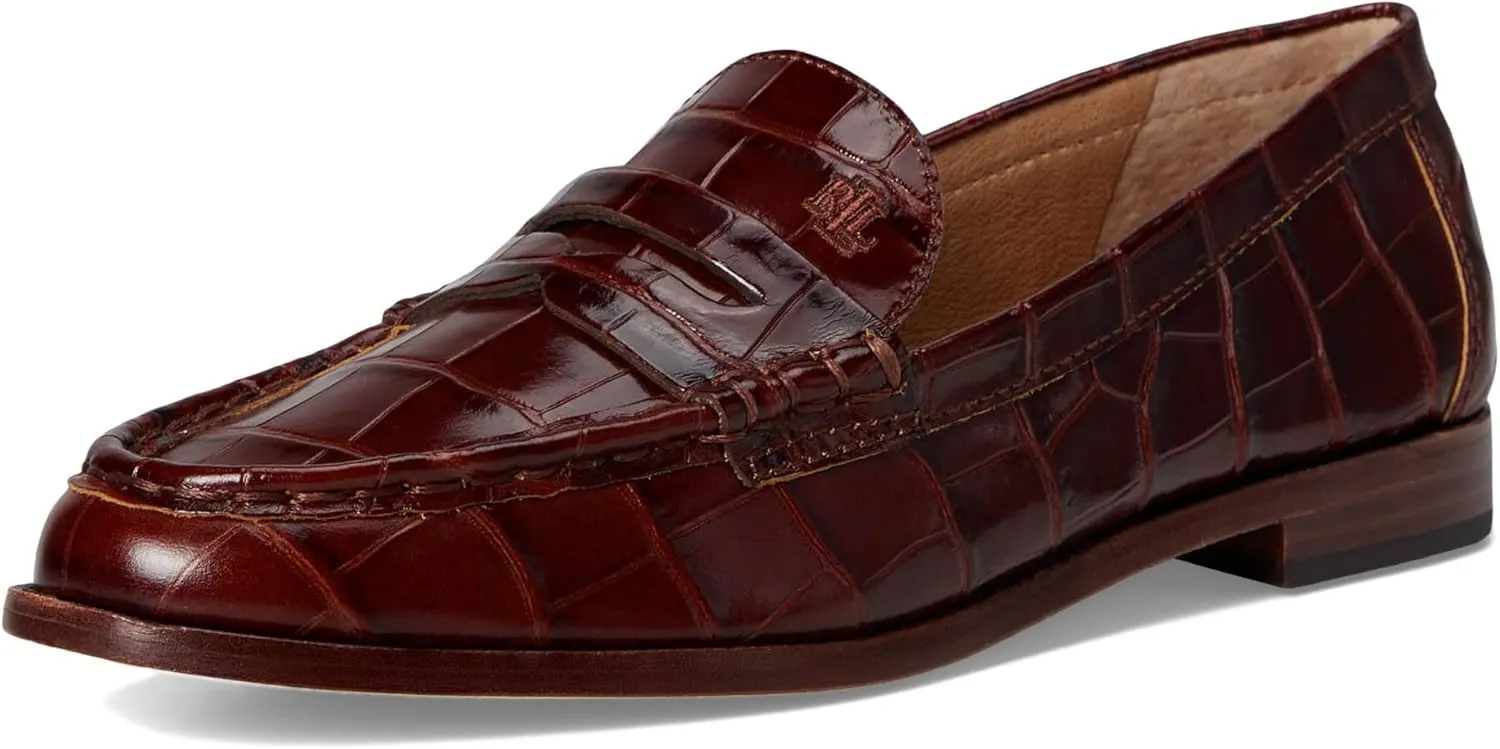Lauren Ralph Lauren Women's Wynnie Crocodile-Embossed Leather Loafer Penny