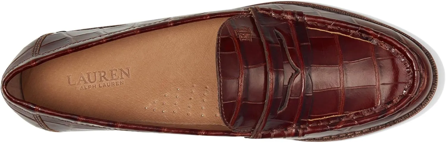 Lauren Ralph Lauren Women's Wynnie Crocodile-Embossed Leather Loafer Penny