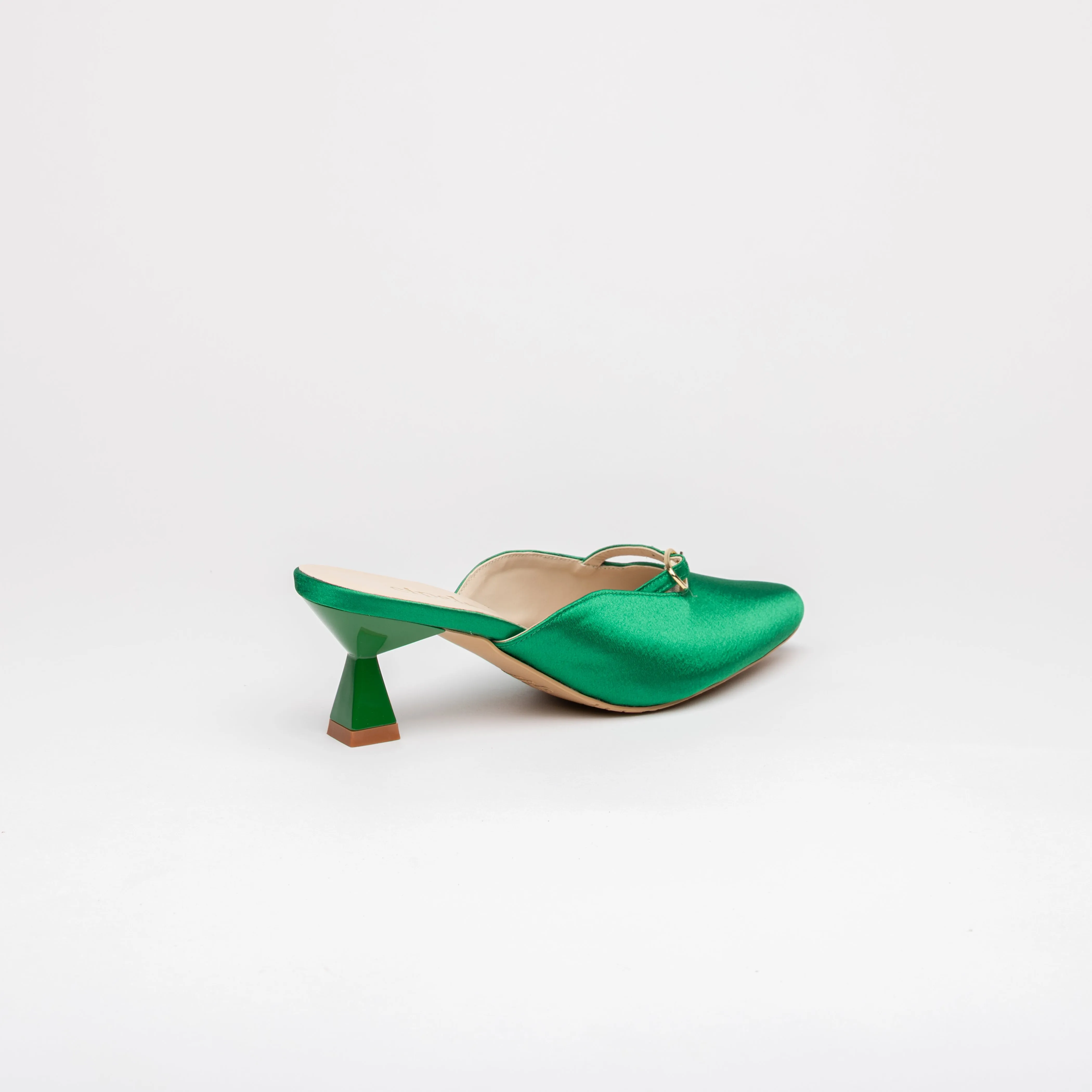 LEIA Sculpted Heel Pointy Mules - Emerald