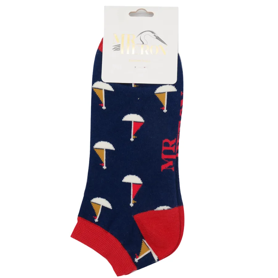 Little Boats Bamboo Trainer Socks in Navy by Mr Heron, Size UK 7-11