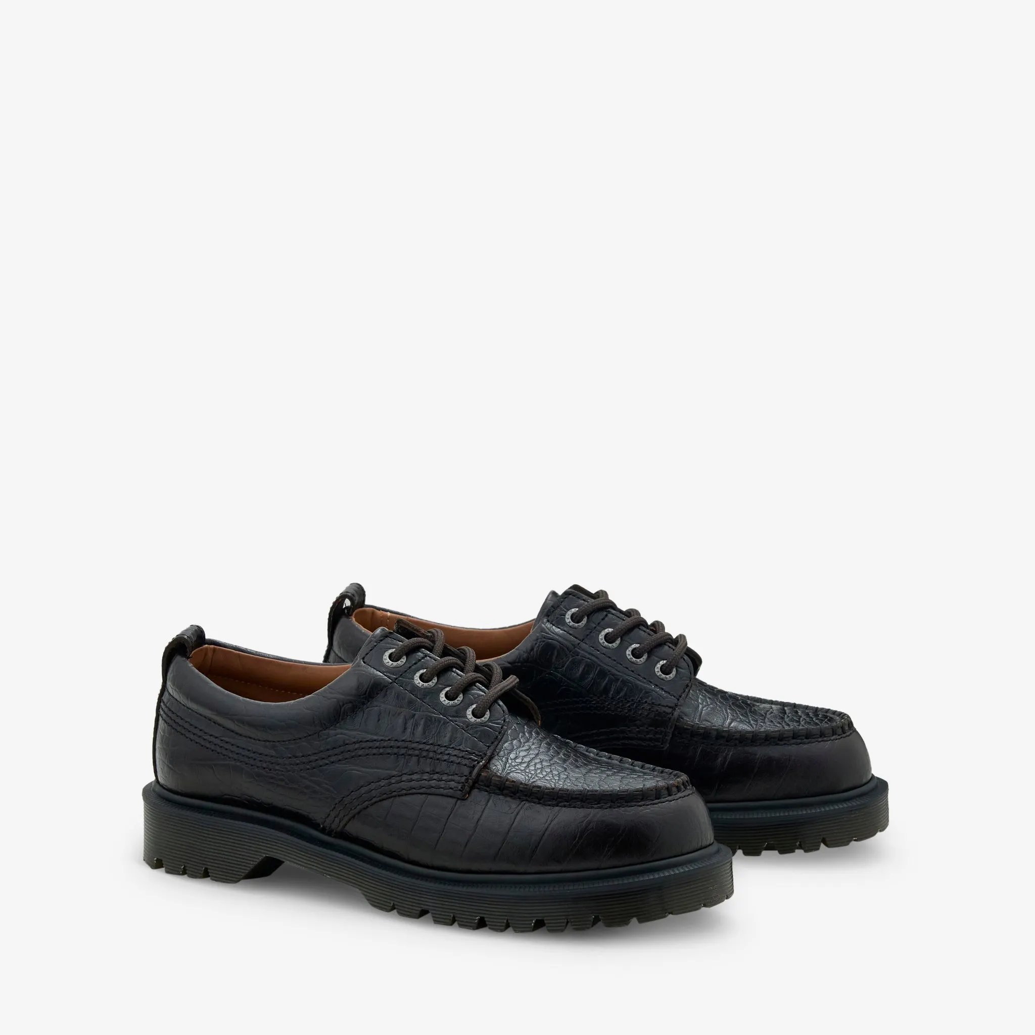 Lowell Dark Brown Aniline Croc Emboss