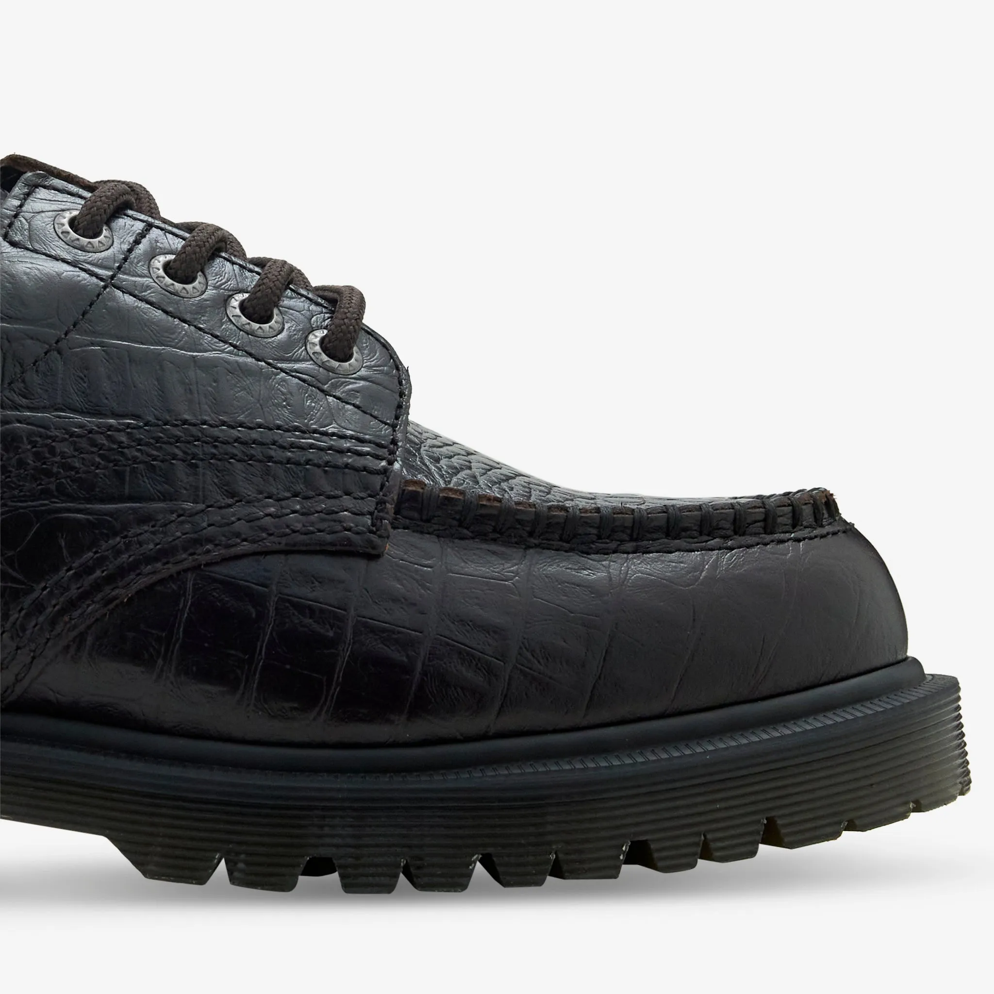 Lowell Dark Brown Aniline Croc Emboss