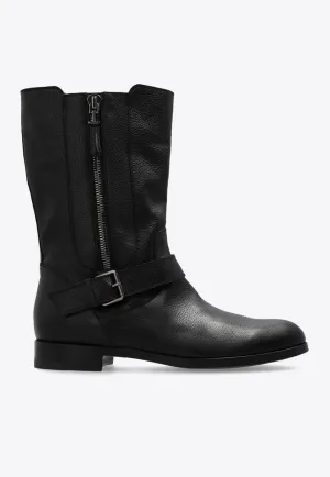 Marianne Grained Leather Mid-Calf Boots