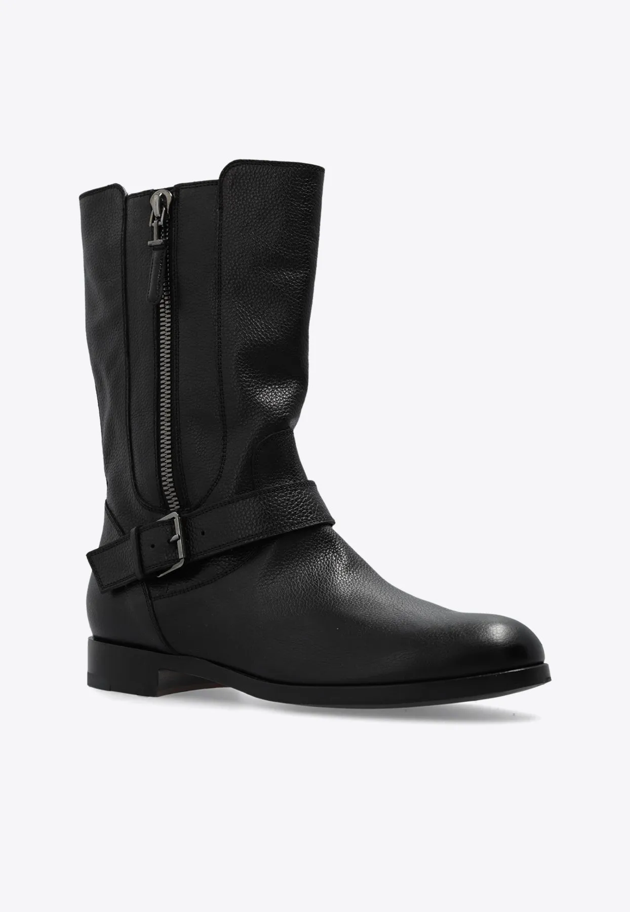 Marianne Grained Leather Mid-Calf Boots