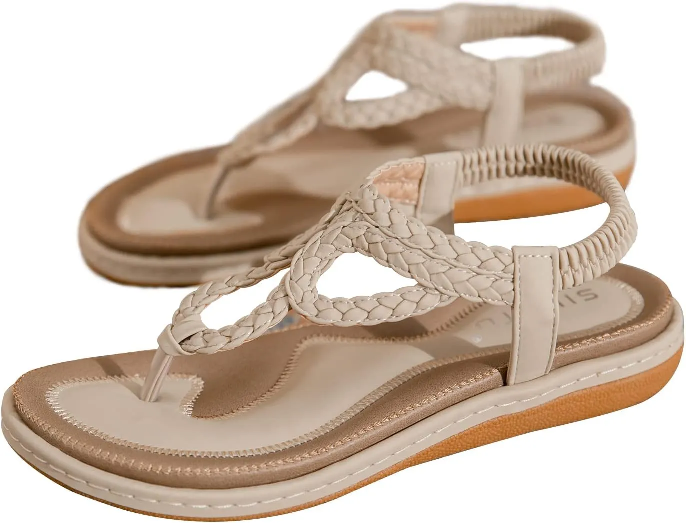 Meeshine Women's Bohemia Flip Flops Summer Beach T-Strap Flat Sandals Comfort Walking Shoes