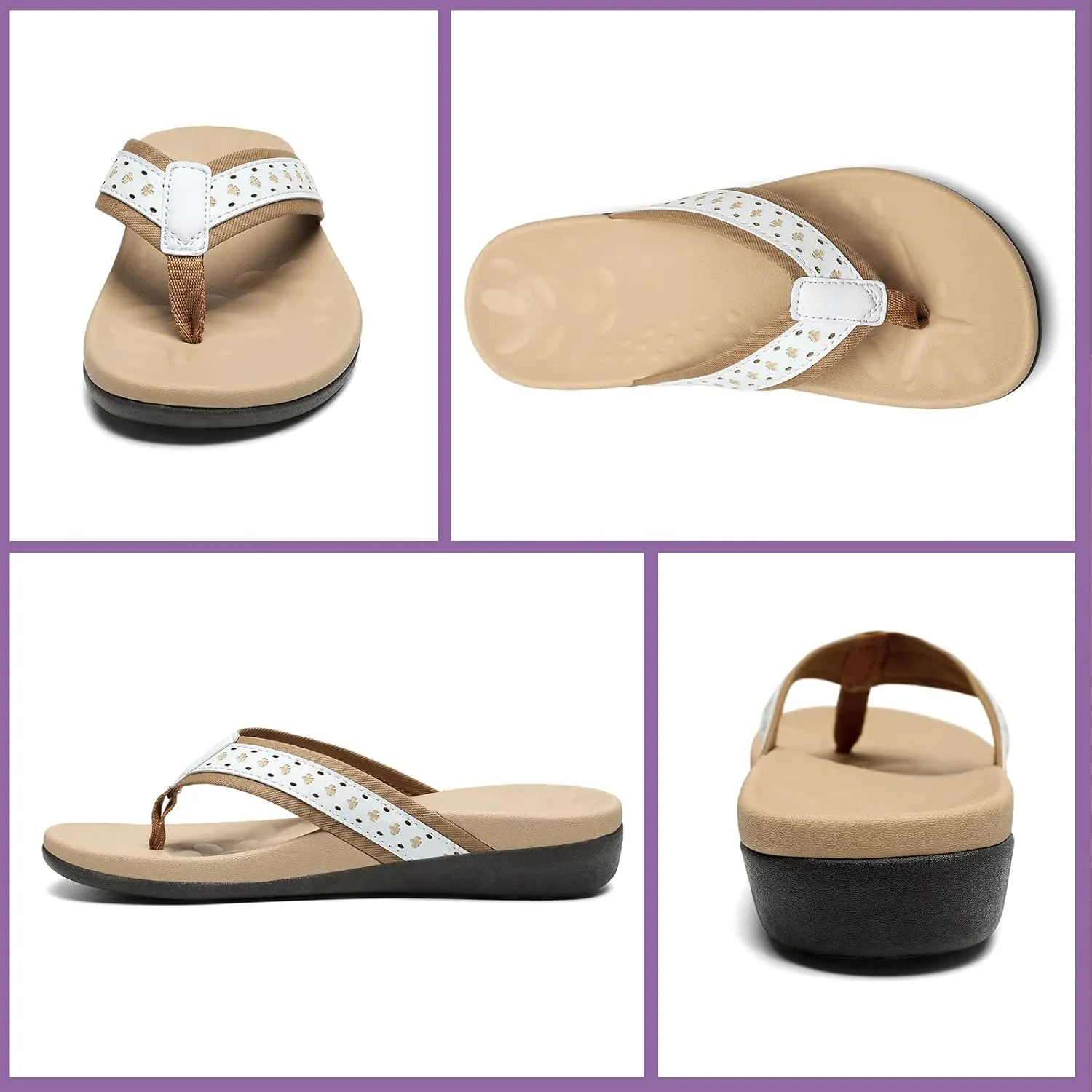 MEGNYA Womens Orthopedic Sandals with Arch Support, Summer Plantar Fasciitis Flip Flops for Flat Feet, Comfortable Cushioned Foam Slippers for Outdoor Beach
