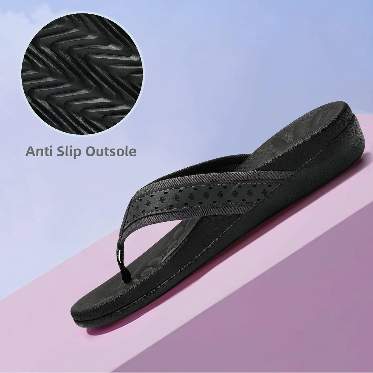 MEGNYA Womens Orthopedic Sandals with Arch Support, Summer Plantar Fasciitis Flip Flops for Flat Feet, Comfortable Cushioned Foam Slippers for Outdoor Beach