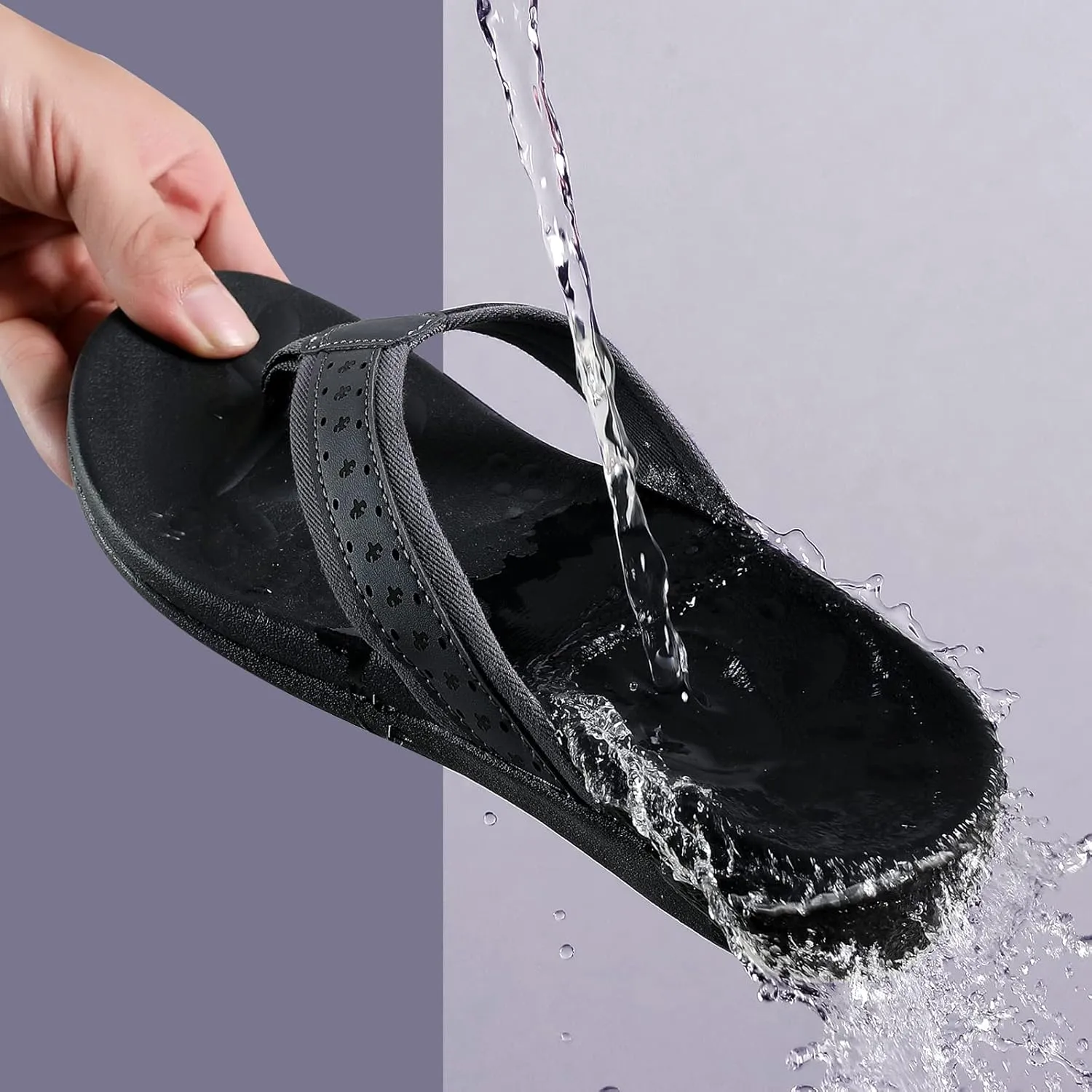 MEGNYA Womens Orthopedic Sandals with Arch Support, Summer Plantar Fasciitis Flip Flops for Flat Feet, Comfortable Cushioned Foam Slippers for Outdoor Beach