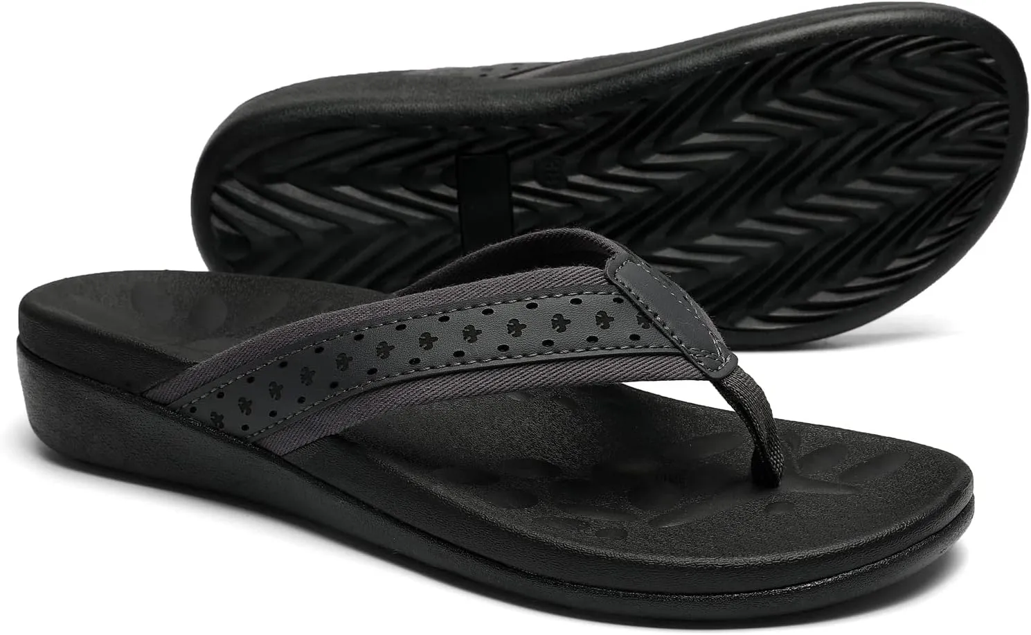 MEGNYA Womens Orthopedic Sandals with Arch Support, Summer Plantar Fasciitis Flip Flops for Flat Feet, Comfortable Cushioned Foam Slippers for Outdoor Beach